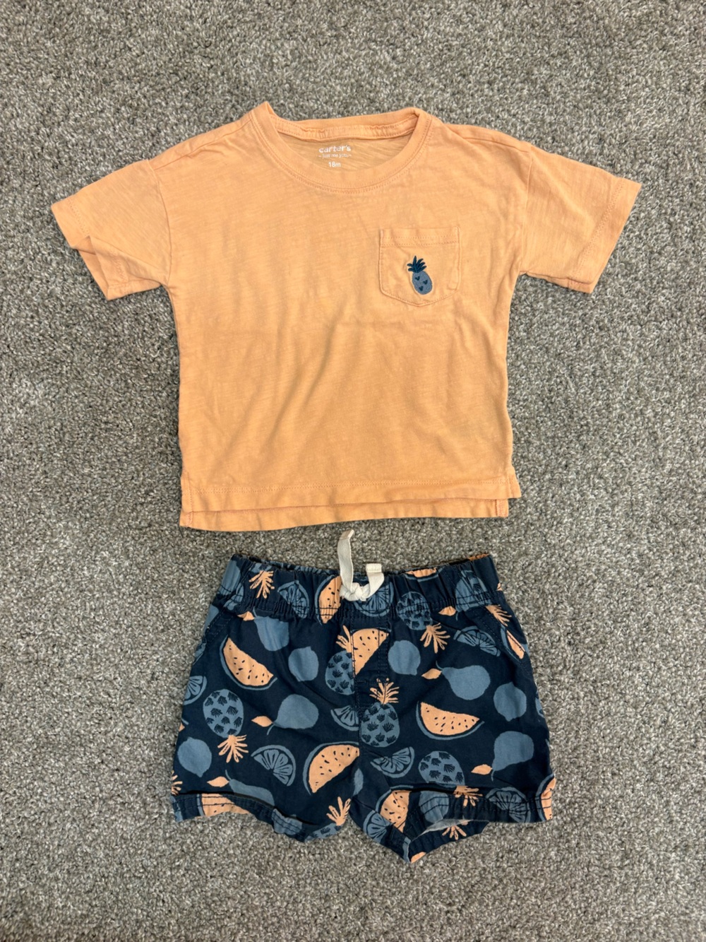Carter's Peach Short Sleeve Tee with Pineapple Pocket